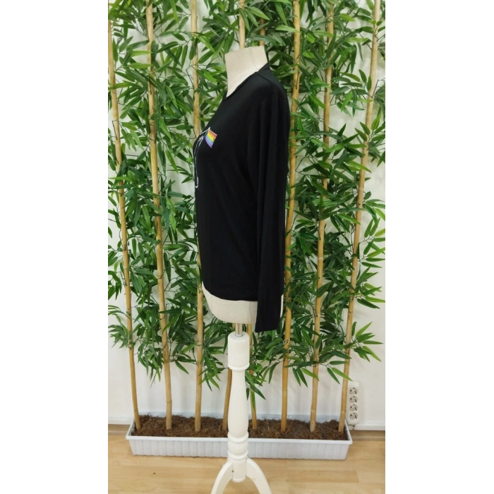 Kadın Uzun Kollu Bisiklet Yaka Baskılı Iki Iplik Bluz