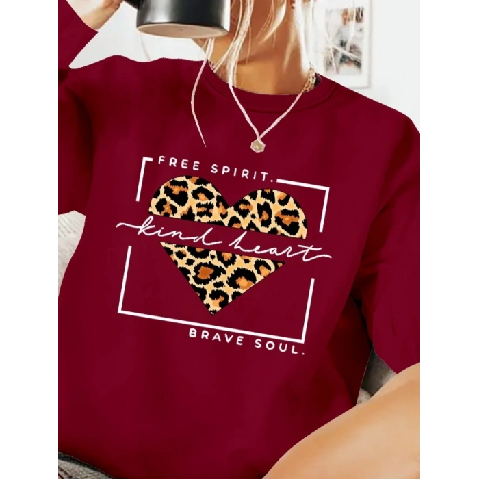 Kadın Uzun Kollu Bisiklet Yaka Desenli Viskon Iki Iplik Bluz