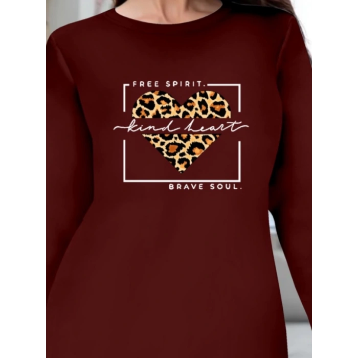 Kadın Uzun Kollu Bisiklet Yaka Desenli Viskon Iki Iplik Bluz