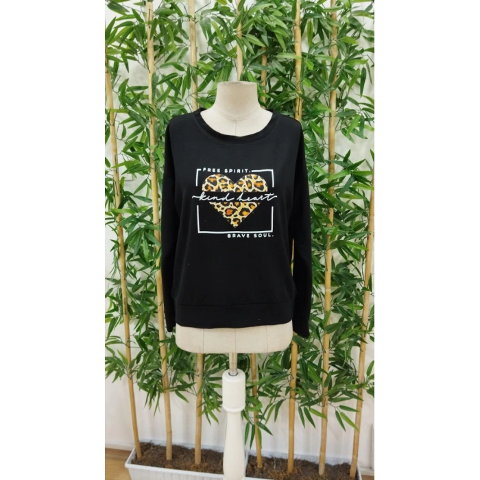 Kadın Uzun Kollu Bisiklet Yaka Desenli Viskon Iki Iplik Bluz