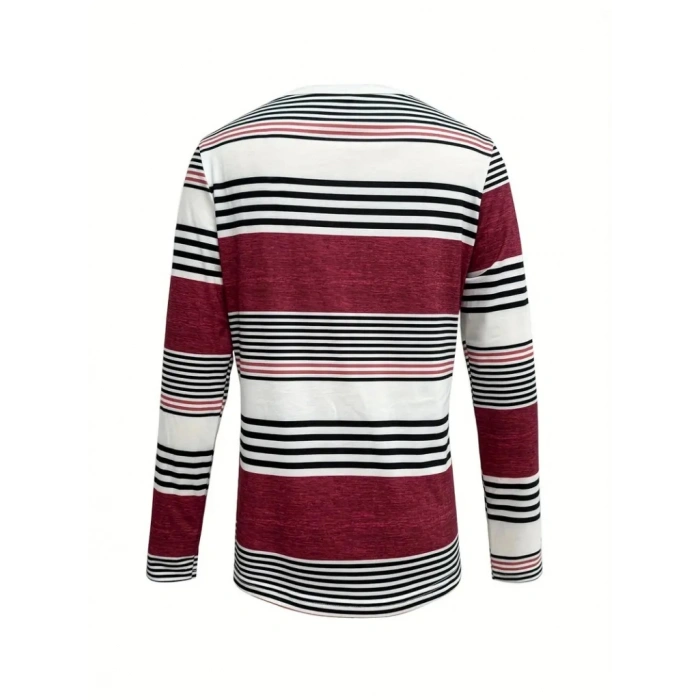 Kadın Uzun Kollu Bisiklet Yaka Düğme Detaylı Desenli Süprem Bluz