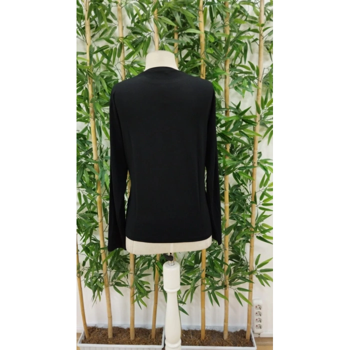 Kadın Uzun Kollu Bisiklet Yaka Kalp Desenli Viskon Bluz