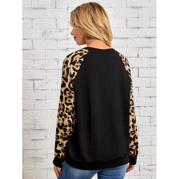 Kadın Uzun Kollu Bisiklet Yaka Reglan Kol Viskon Bluz