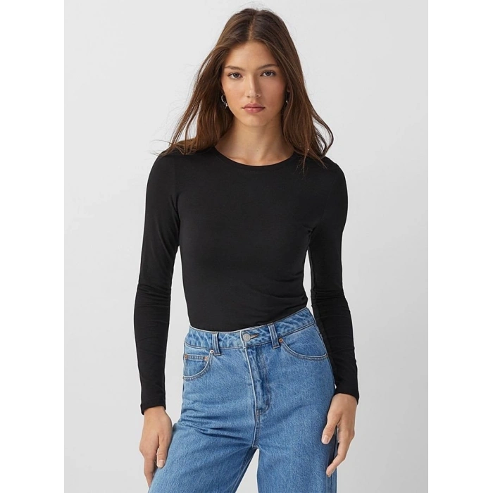 Kadın Uzun Kollu Bisiklet Yaka Süprem Bluz