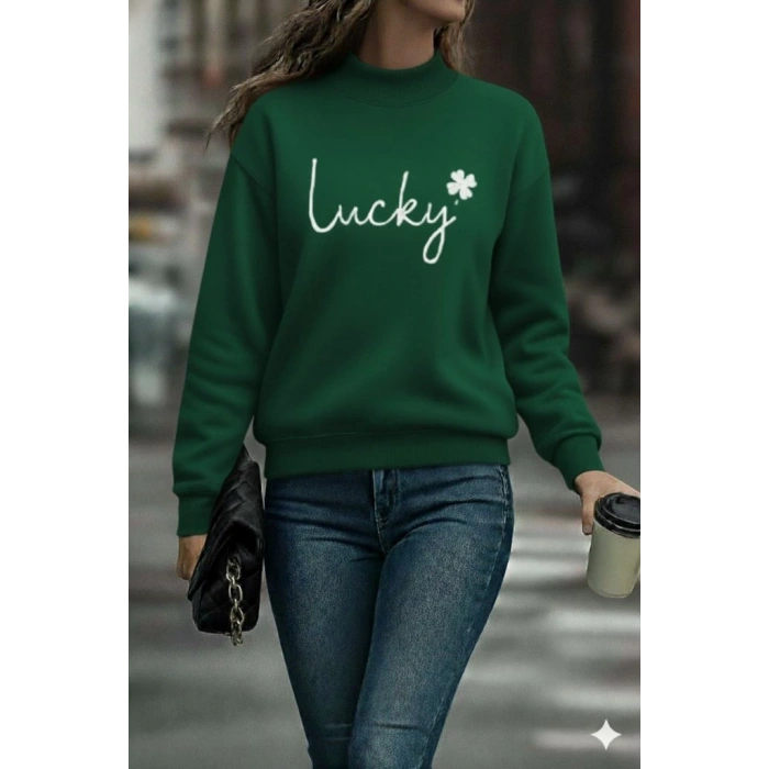 Kadın Uzun Kollu Bisiklet Yaka Viskon Iki Iplik Bluz