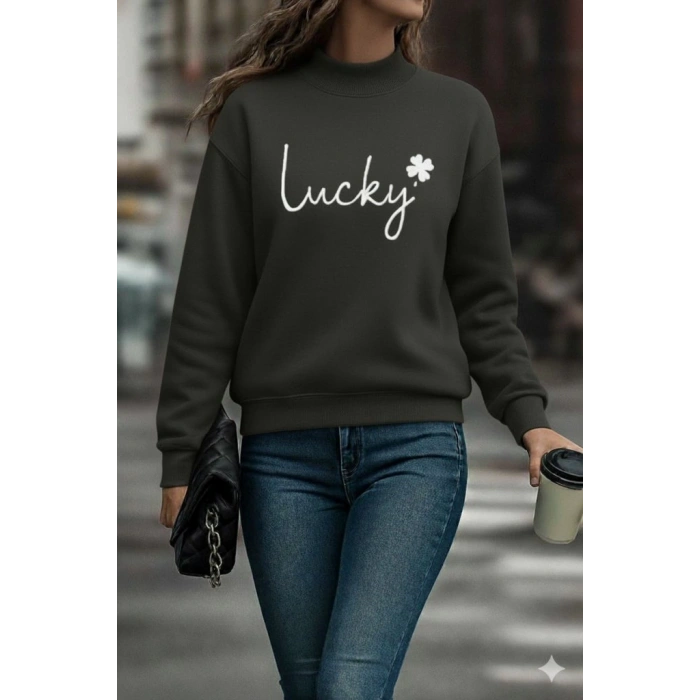 Kadın Uzun Kollu Bisiklet Yaka Viskon Iki Iplik Bluz