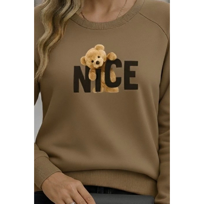 Kadın Uzun Kollu Bisiklet Yaka Viskon Iki Iplik Bluz