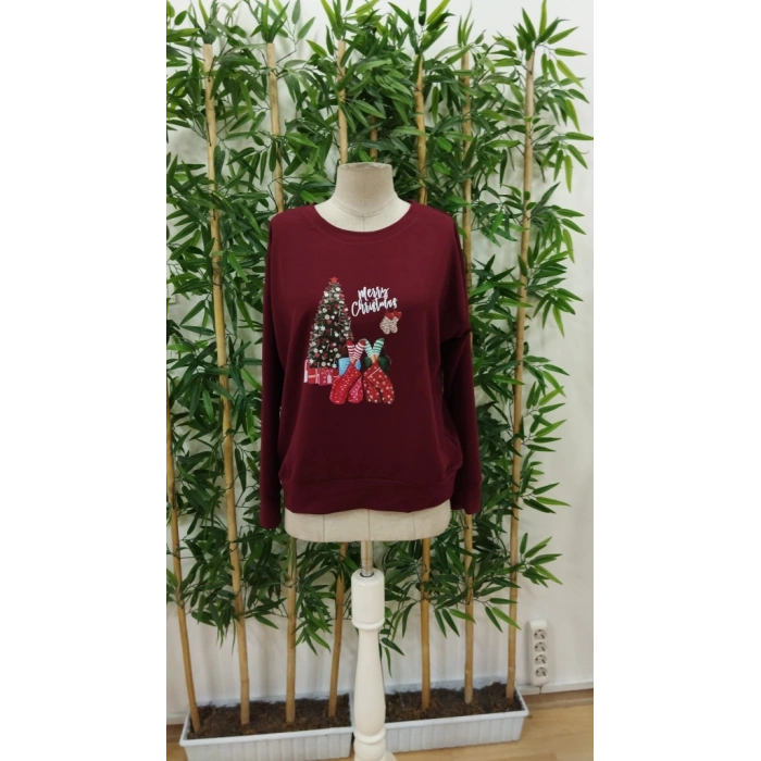 Kadın Uzun Kollu Bisiklet Yaka Viskon Iki Iplik Bluz