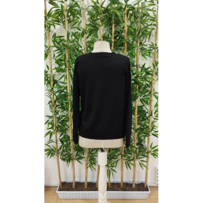 Kadın Uzun Kollu Bisiklet Yaka Viskon Iki Iplik Bluz