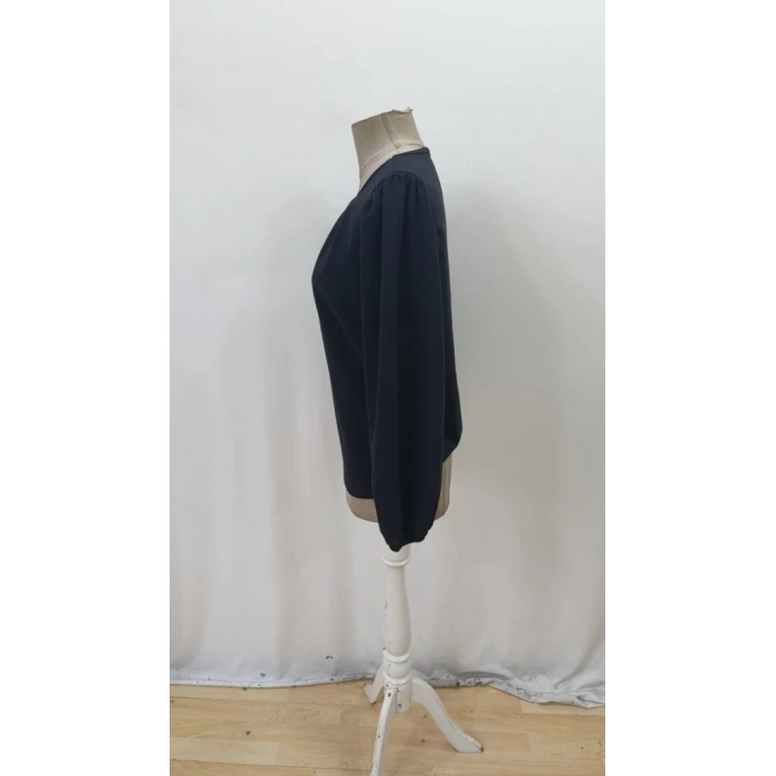 Kadın Uzun Kollu Damla Detaylı Ithal Krep Bluz