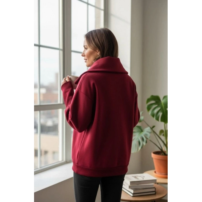 Kadın Uzun Kollu Fermuar Detay Sweat Shirt