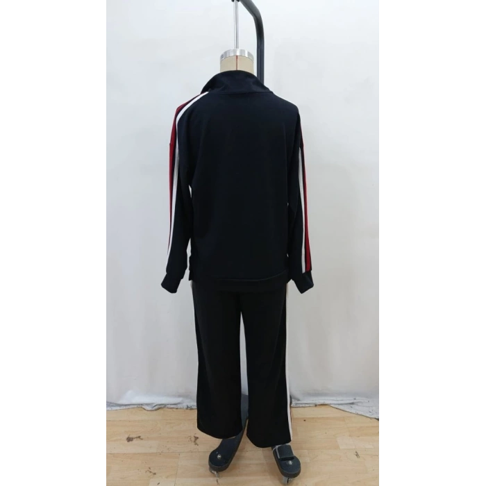 Kadın Uzun Kollu Fermuarlı Viskon Iki Iplik Bluz Ve Pantolon Ikili Takım