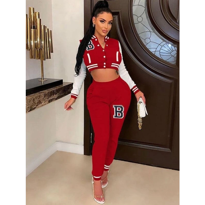 Kadın Uzun Kollu Hakim Yaka önden Düğmeli Ceket Pantolon şardonlu Iki Iplik Ikili Takım