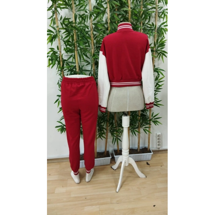 Kadın Uzun Kollu Hakim Yaka önden Düğmeli Ceket Pantolon şardonlu Iki Iplik Ikili Takım