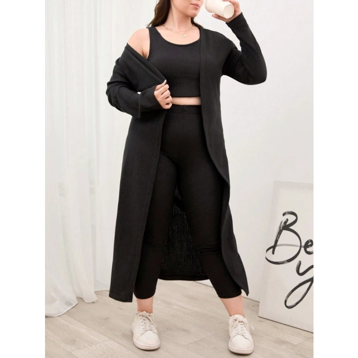 Kadın Uzun Kollu Hırka Atlet Ve Eşofman Yün Viskon üçlü Takım