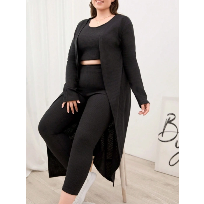 Kadın Uzun Kollu Hırka Atlet Ve Eşofman Yün Viskon üçlü Takım