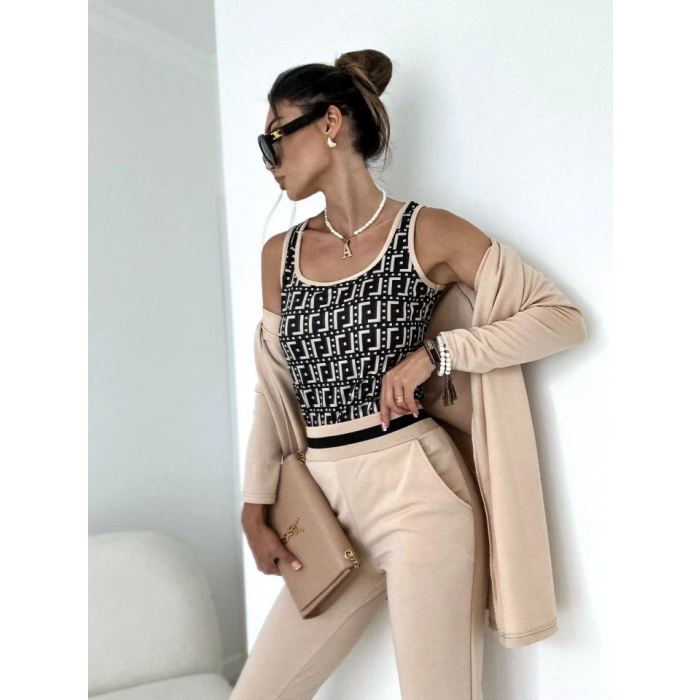 Kadın Uzun Kollu Krep üçlü Takım