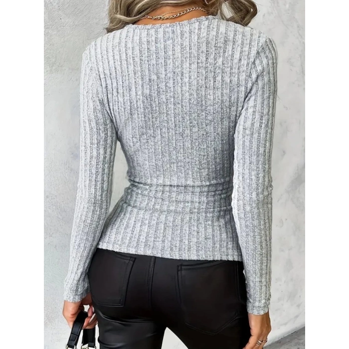 Kadın Uzun Kollu Kruvaze Yaka Yandan Düğme Detaylı şardonlu Kaşkorse Bluz