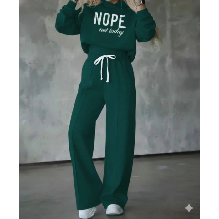 Kadın Uzun Kollu Nope Baskılı Beli Ribanalı Ikili Takım