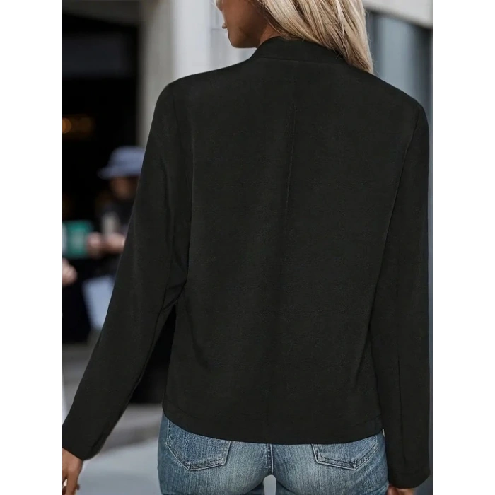 Kadın Uzun Kollu önü Açık Düğmeli Scuba Dalgıç Ceket