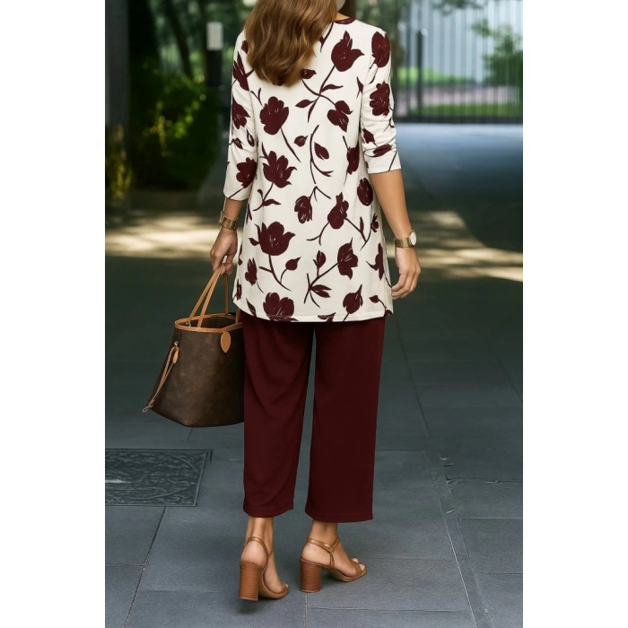 Kadın Uzun Kollu önü Açık Modal Ceket Kolsuz Viskon Iki Iplik Bluz Ve Pantolon üçlü Takım