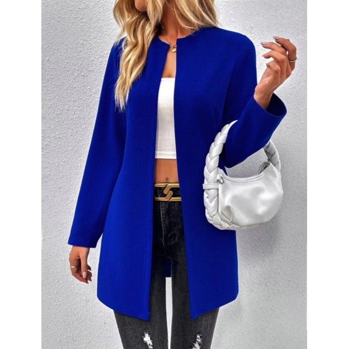 Kadın Uzun Kollu önü Açık Uzun Modal Ceket