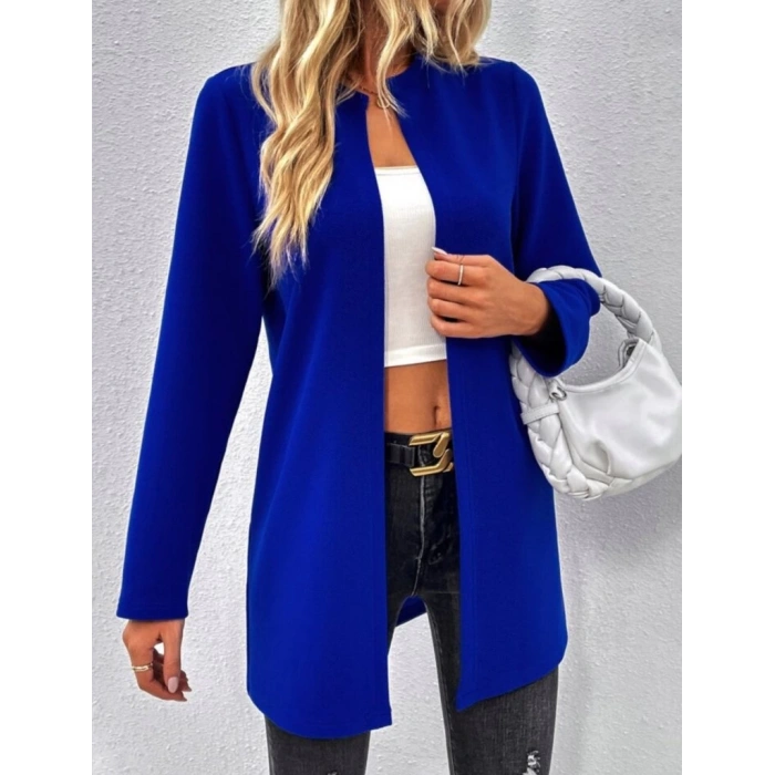 Kadın Uzun Kollu önü Açık Uzun Modal Ceket