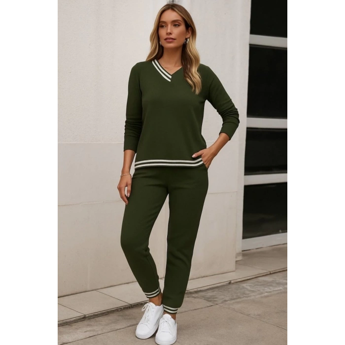 Kadın Uzun Kollu Ribana Detay Viskon Iki Iplik Ikili Takım