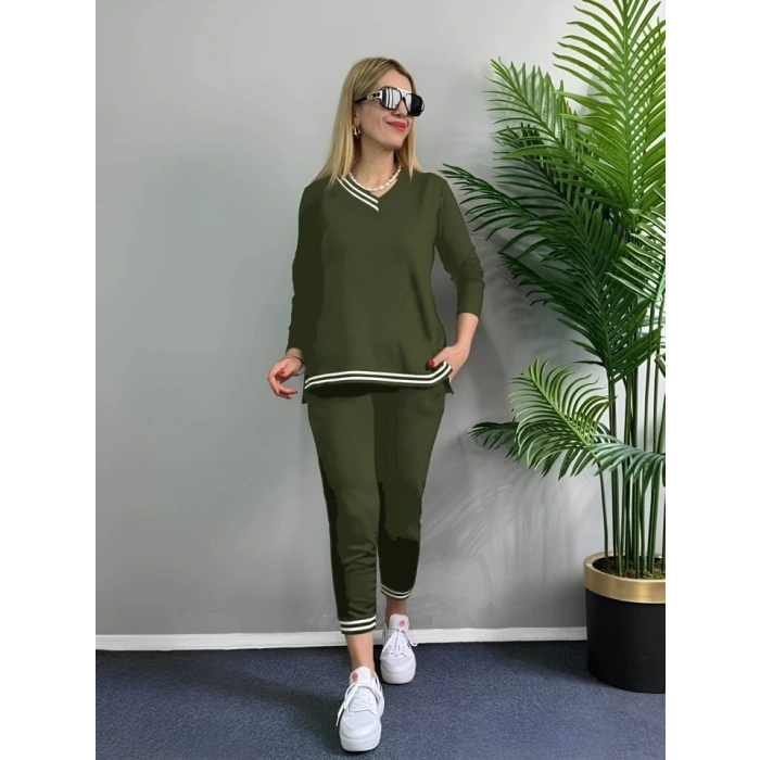 Kadın Uzun Kollu Ribana Detay Viskon Iki Iplik Ikili Takım