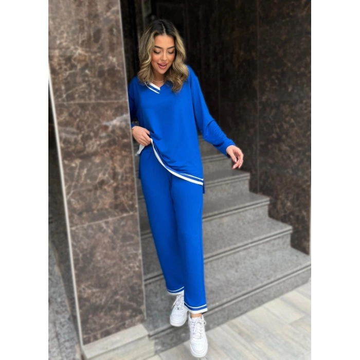 Kadın Uzun Kollu Ribana Detay Viskon Iki Iplik Ikili Takım