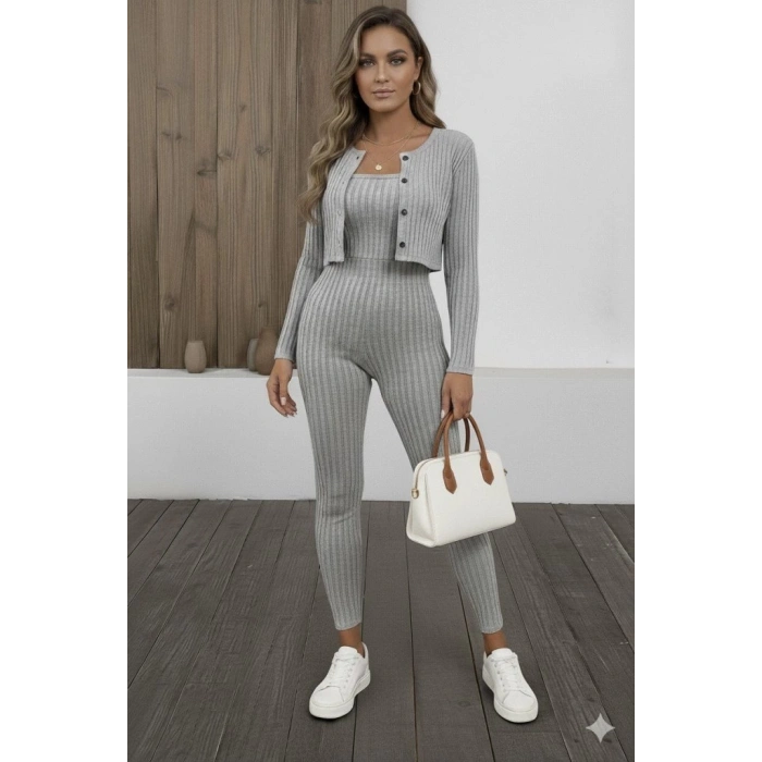 Kadın Uzun Kollu şardonlu Kaşkorse Straplez Ile Kısa önden Düğmeli Ceket Ikili Takım