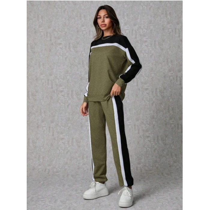 Kadın Uzun Kollu şerit Detay Eşofman Takım