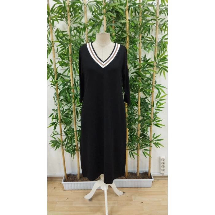 Kadın Uzun Kollu V şerit Yakalı Viskon Iki Iplik Elbise