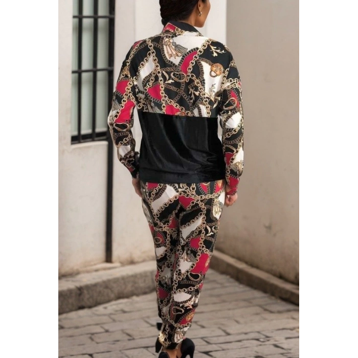 Kadın Uzun Kollu V Yaka Göğüs Altı Kadife Detay Mikro Ikili Takım