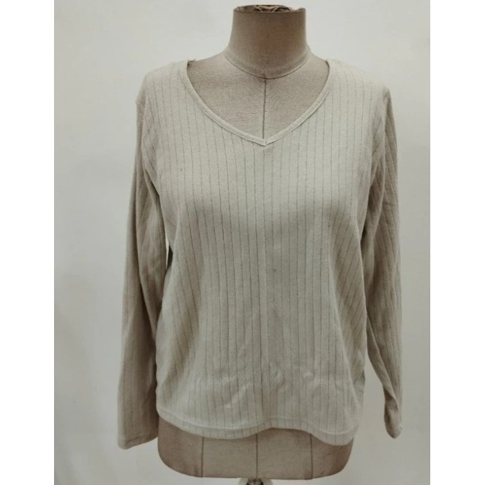 Kadın Uzun Kollu V Yakalı Arkadan Dantel Detaylı şardonlu Kaşkorse Bluz