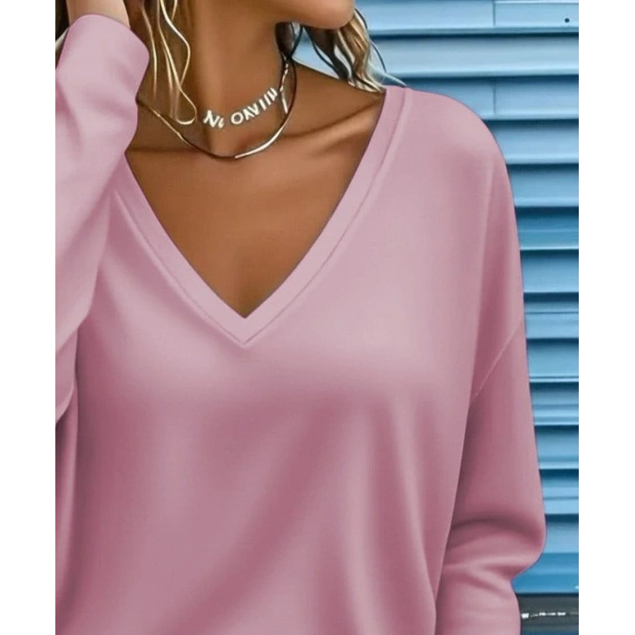 Kadın Uzun Kollu V Yakalı Dalgıç Bluz