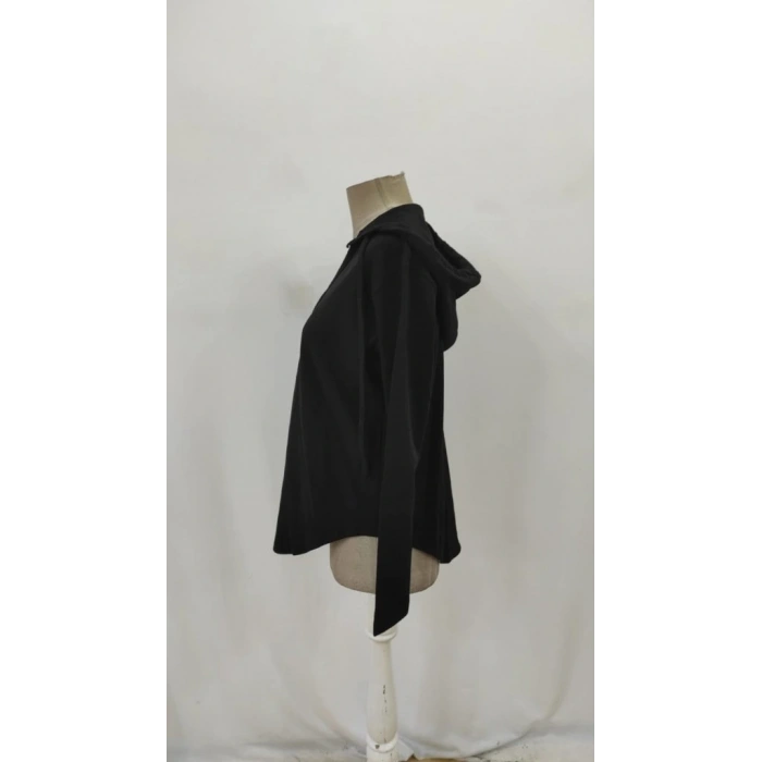 Kadın Uzun Kollu V Yakalı Kapşonlu Waffle Bluz