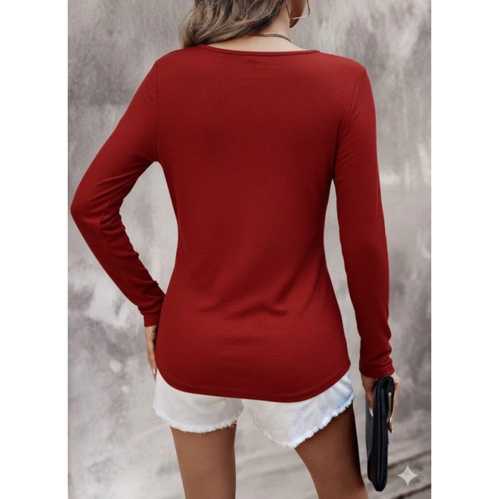 Kadın Uzun Kollu V Yakalı Kaşkorse Bluz