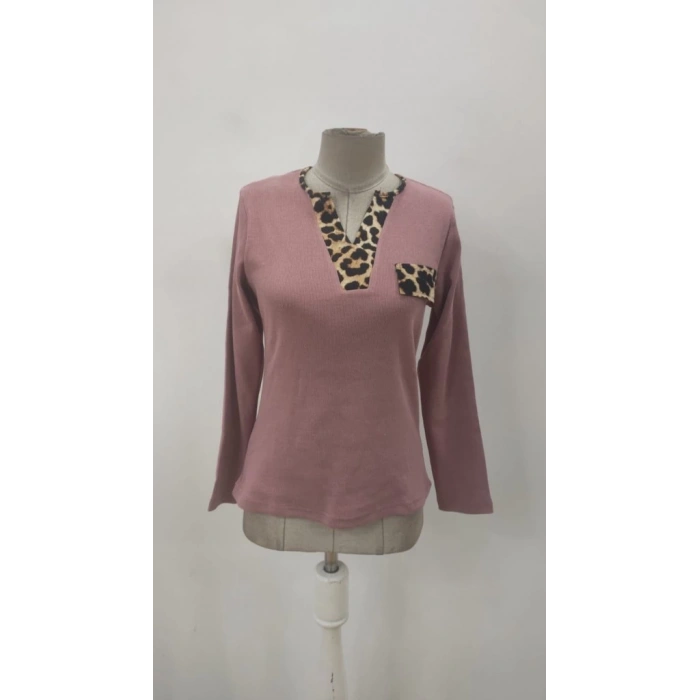 Kadın Uzun Kollu V Yakalı Kaşkorse Bluz