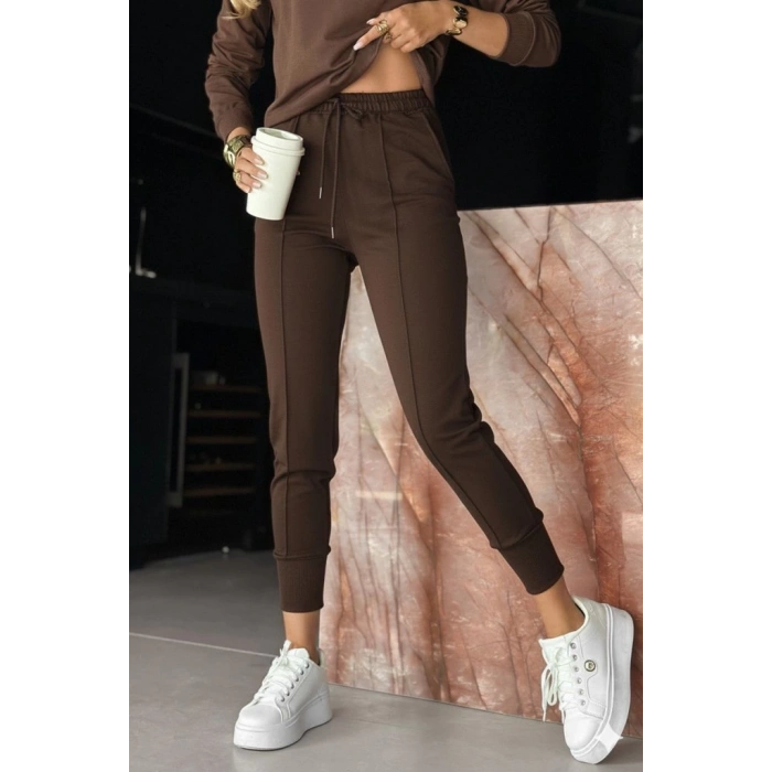 Kadın Uzun Kollu V Yakalı Viskon Iki Iplik Bluz Ve Pantolon Ikili Takım