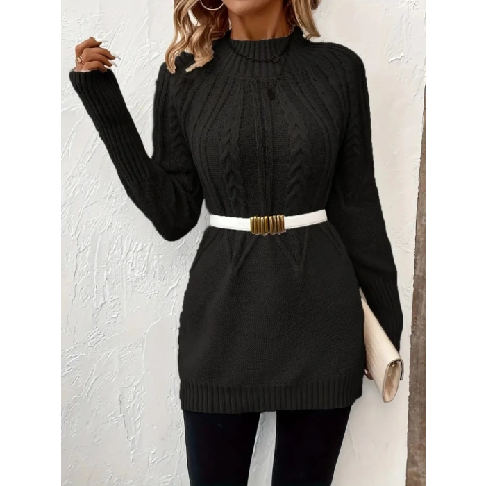 Kadın Uzun Kollu Yarı Balıkçı Yaka Triko Bluz