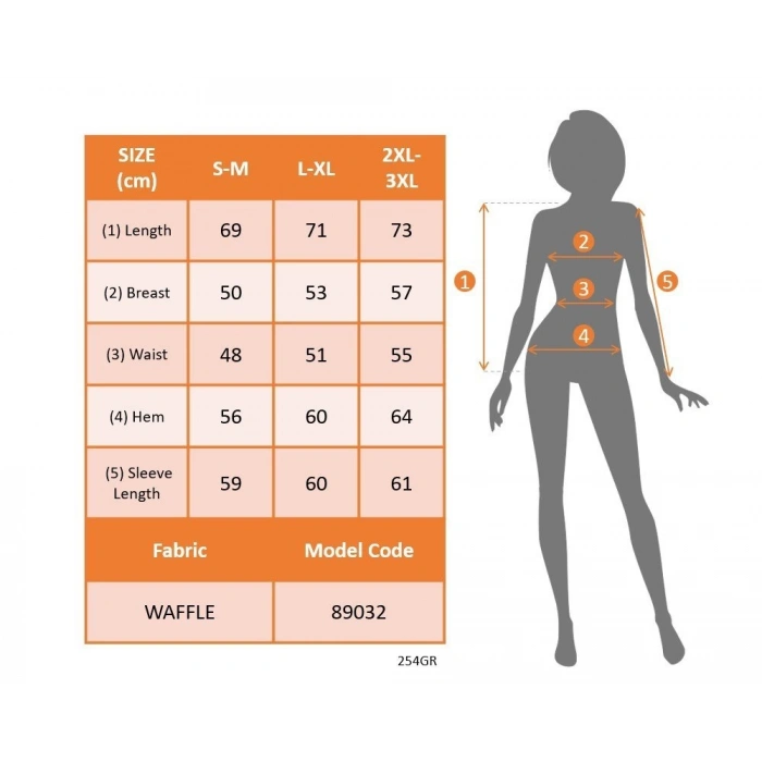 Kadın Uzun Kollu Yuvarlak Yaka Arkadan Düğmeli Waffle Bluz