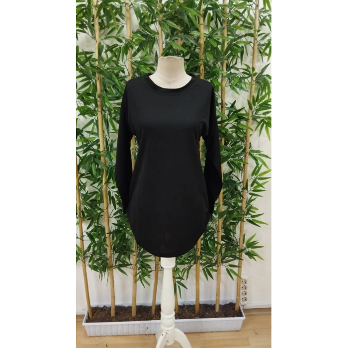 Kadın Uzun Kollu Yuvarlak Yaka Salaş Iki Iplik Bluz