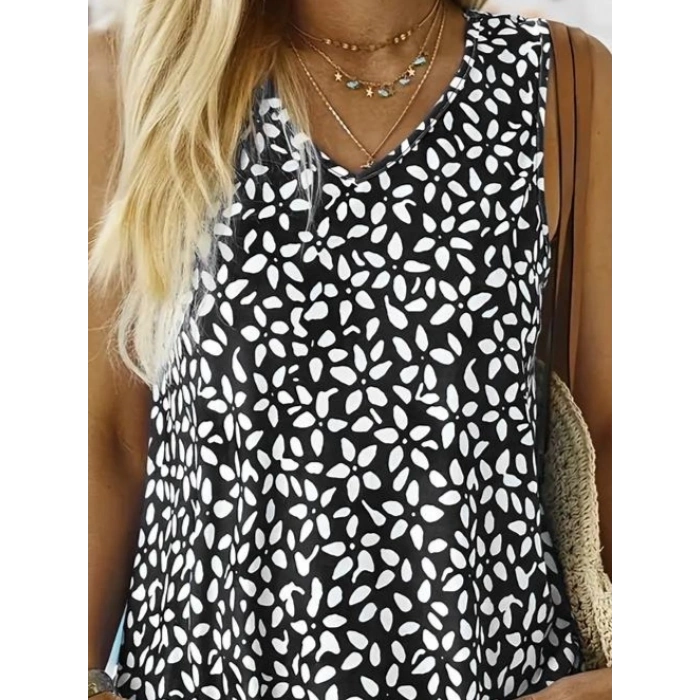 Kadın V Yakalı çiçek Baskılı Salaş Süprem Bluz