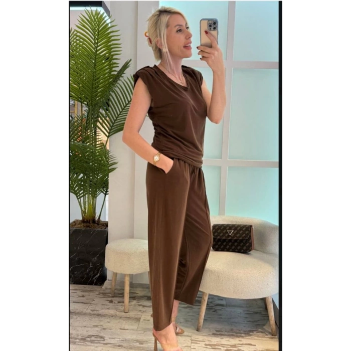 Kadın Vatkalı Düşük Kol Rahat Kesim İkili Takım