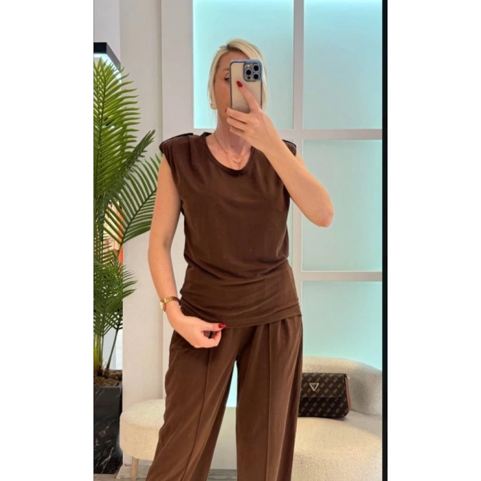 Kadın Vatkalı Düşük Kol Rahat Kesim İkili Takım