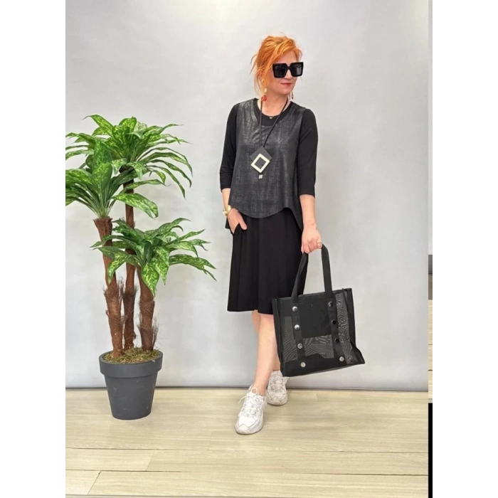 Kadın Viskon Kumaş Cep Detaylı üçlü Takım