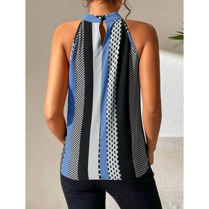 Kadın Yarım Balıkçı Yaka Kolsuz Mikro Bluz