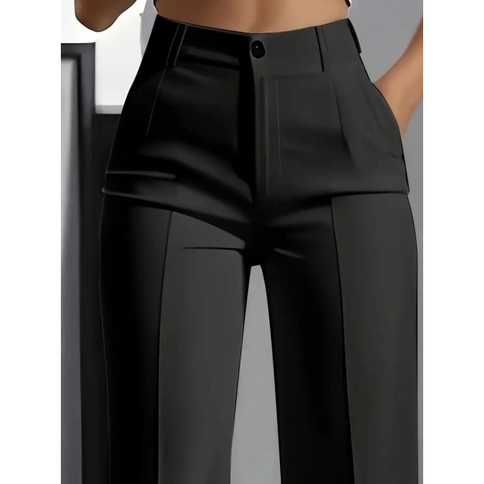 Kadın Yüksek Bel Cepli Ithal Krep Pantolon