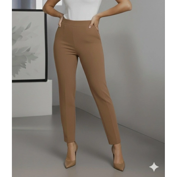 Kadın Yüksek Bel Ithal Krep Pantolon